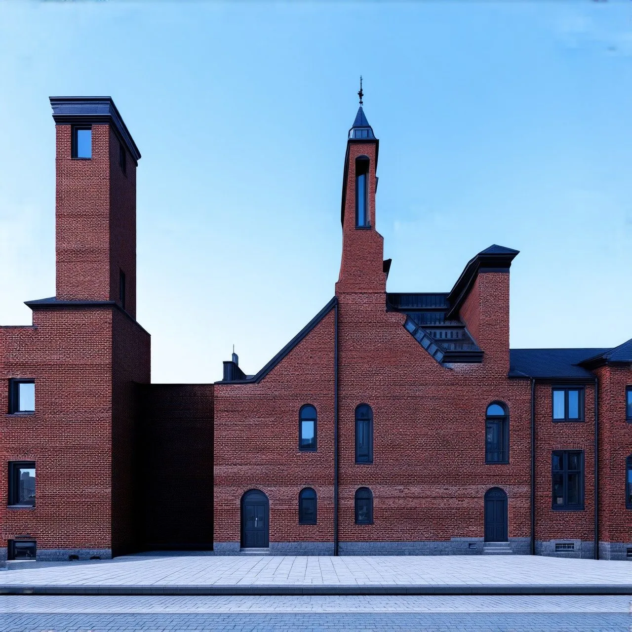 A generated building in the manner of Aalborg, made of hundreds of diverse parts