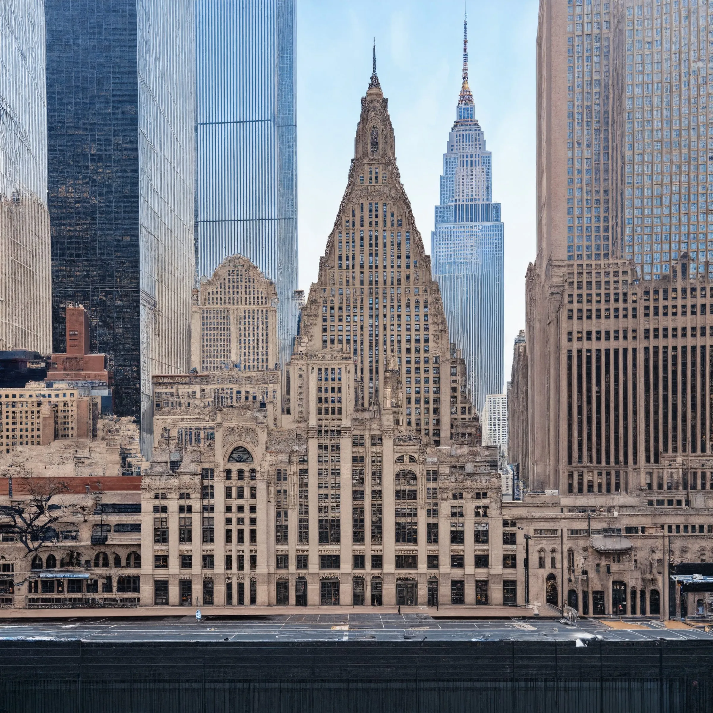 A generated building in the manner of Chicago, made of hundreds of diverse parts