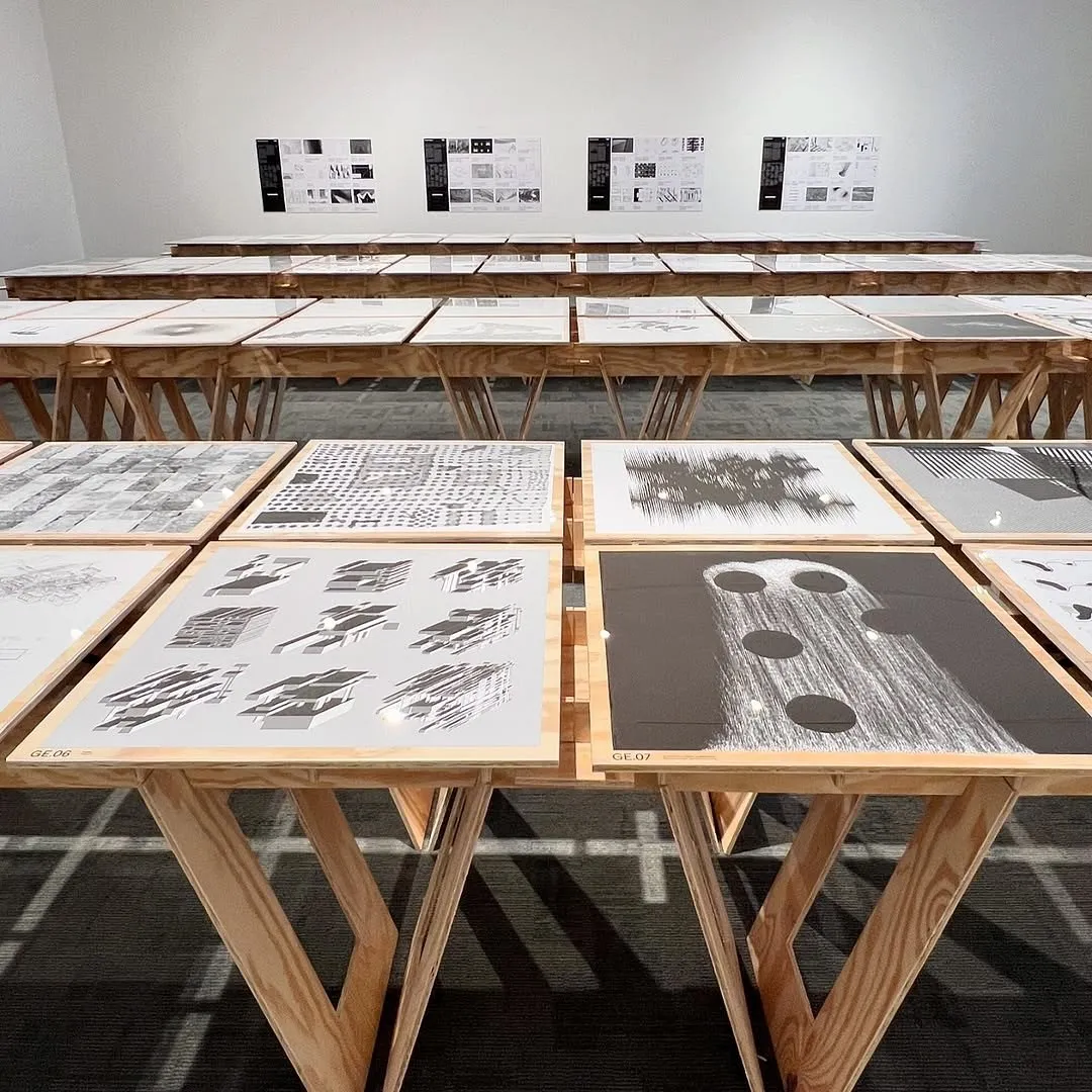 The drawing installed in the Drawing Codes exhibition