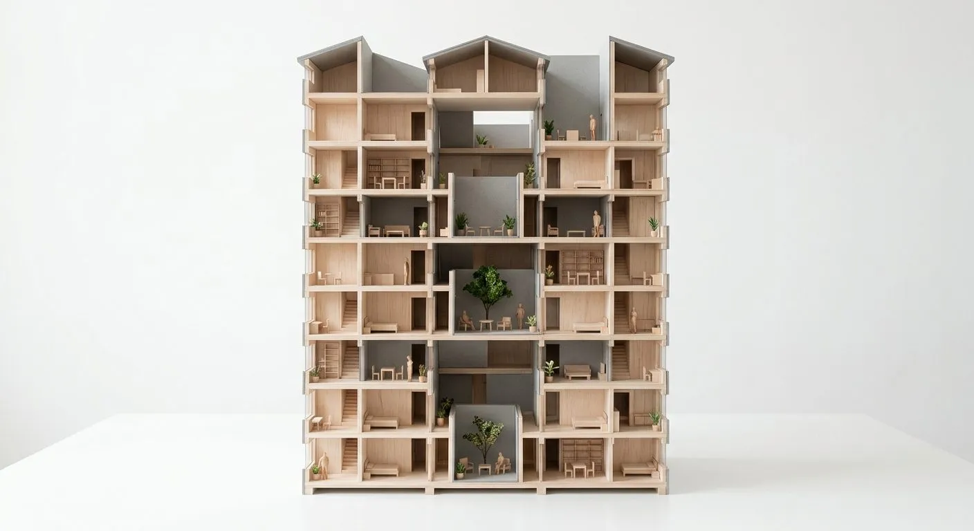 A generated section model of Vertical Courtyard Apartments