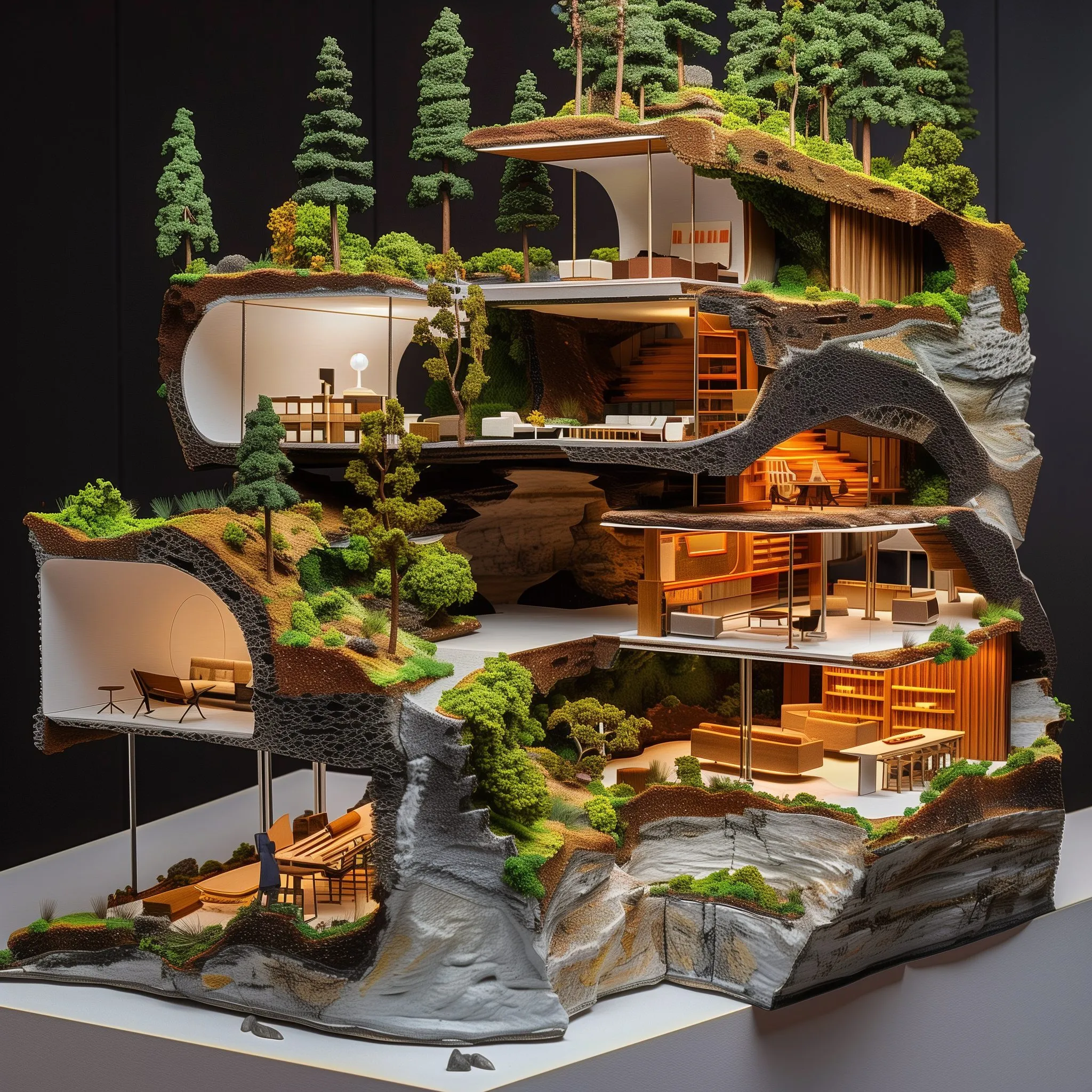 A generated building type grown from rock, soil and vegetation, sample 2