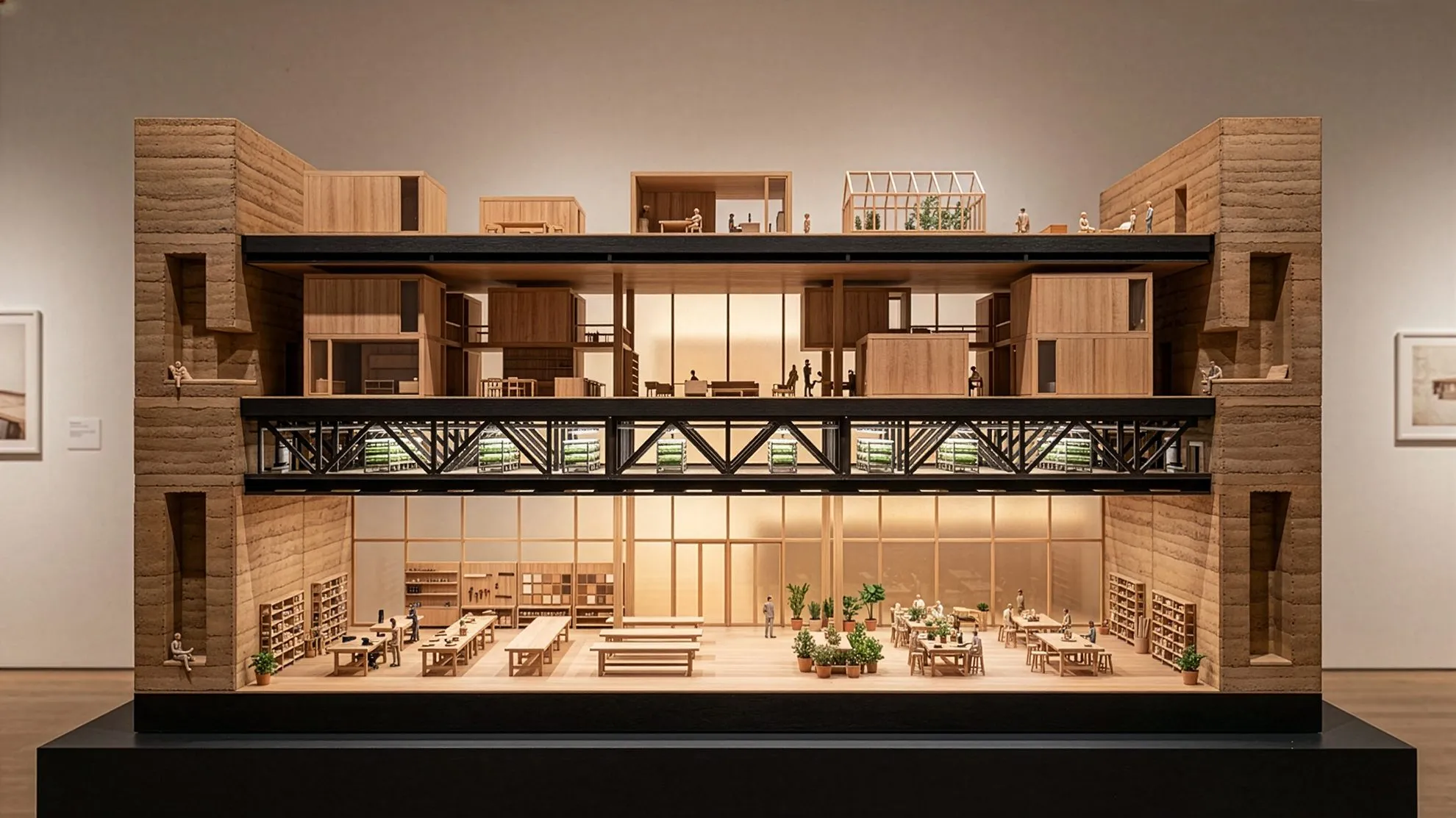 Sectional model of the Gießhof with the workshop hall on the ground floor