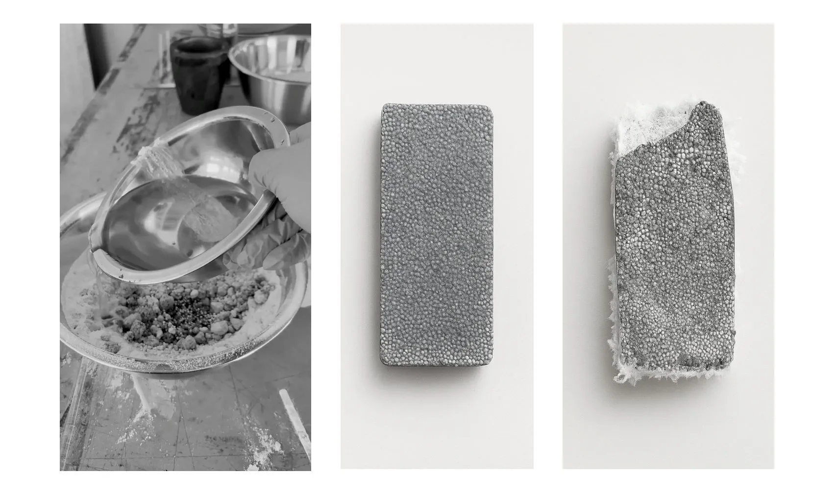 A fired sample of a synthetic material