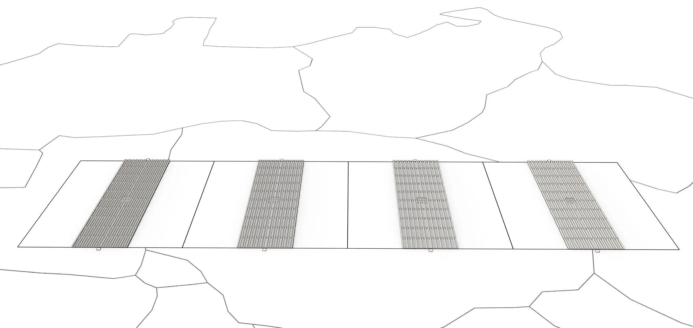 The Vertical City for four million people, redrawn as a white plan with its grid of blocks