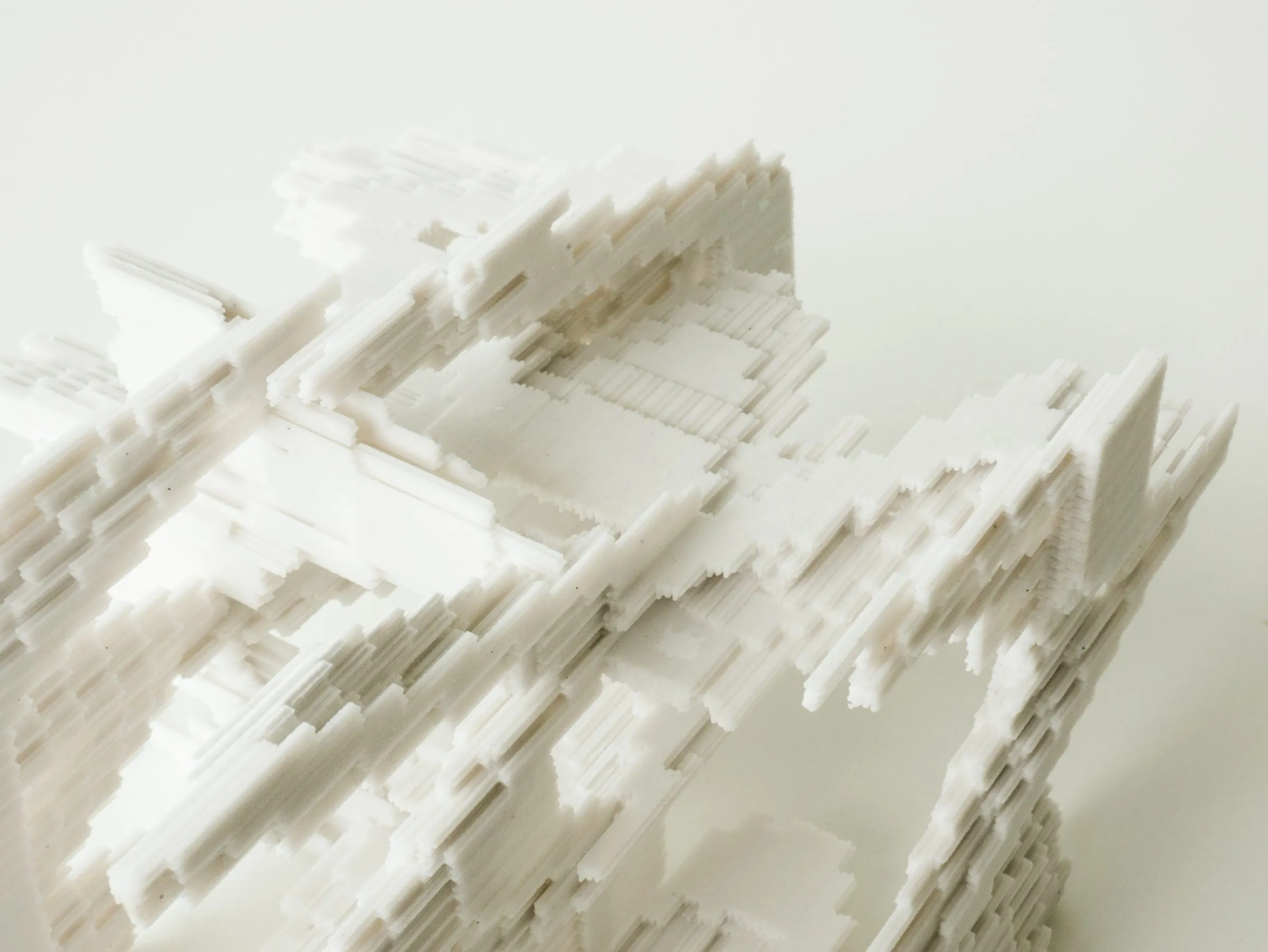 Close view of the print: the stepped edges of the frames read like contour lines