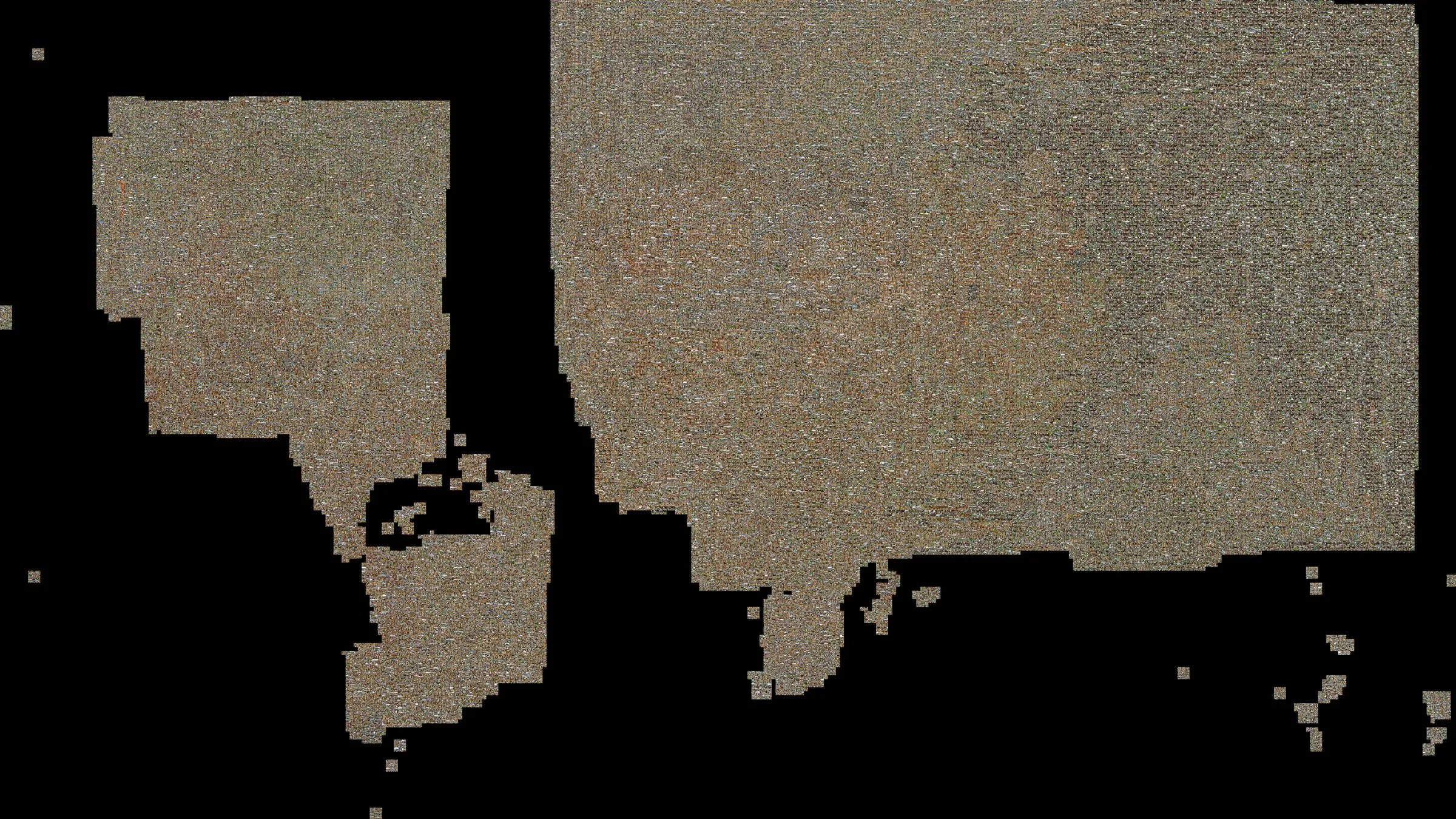 A map of Texas made of thousands of small generated images