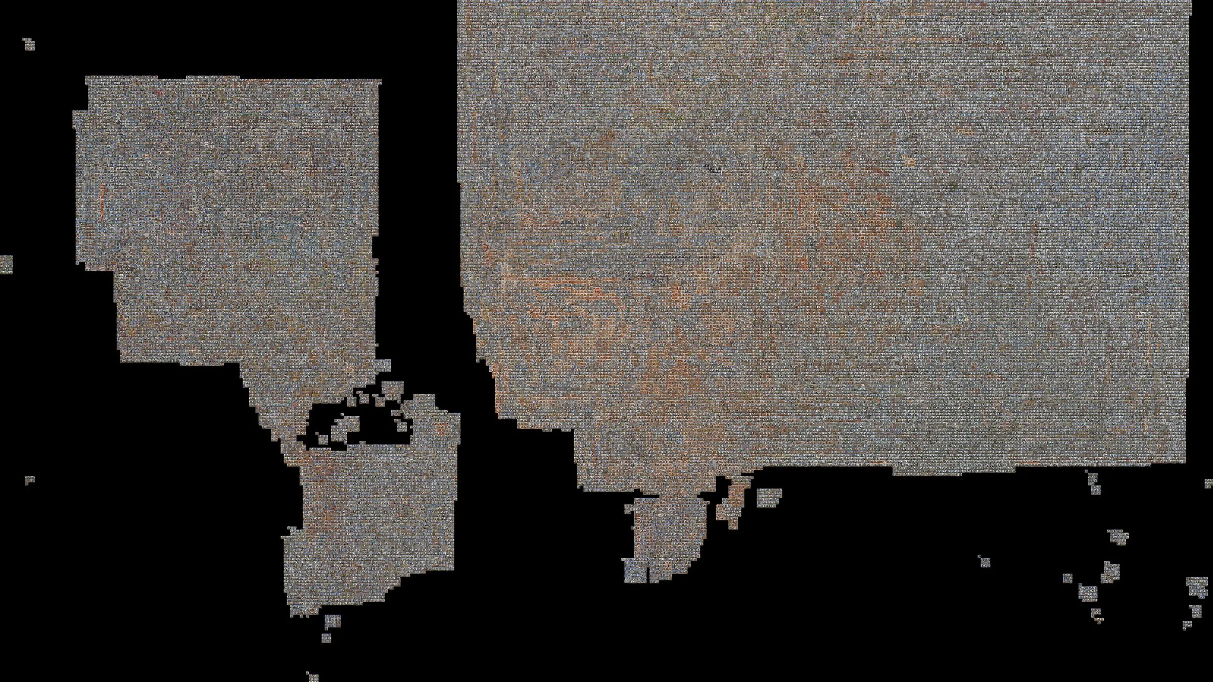 A map of Texas made of thousands of small generated images