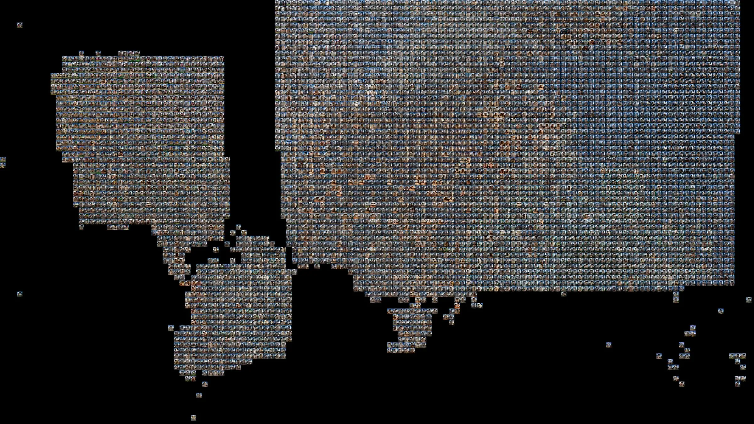 A map of Texas made of thousands of small generated images