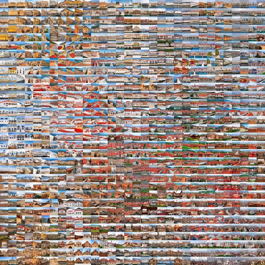 Detail of the atlas at lower zoom: colour fields of whole regions