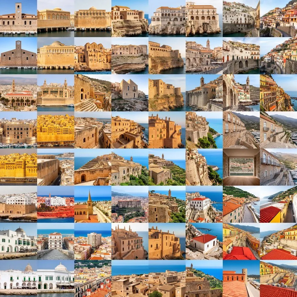 Detail of the atlas at higher zoom: individual place tiles become legible