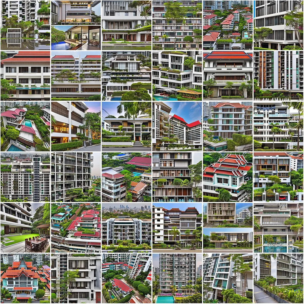 Grid of generated houses for Bangkok