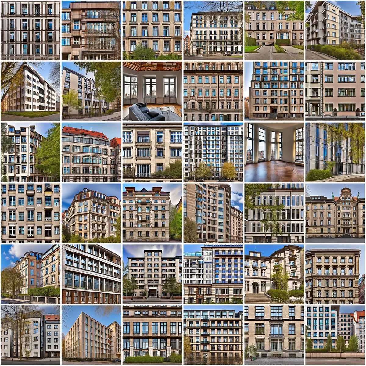 Grid of generated houses for Berlin