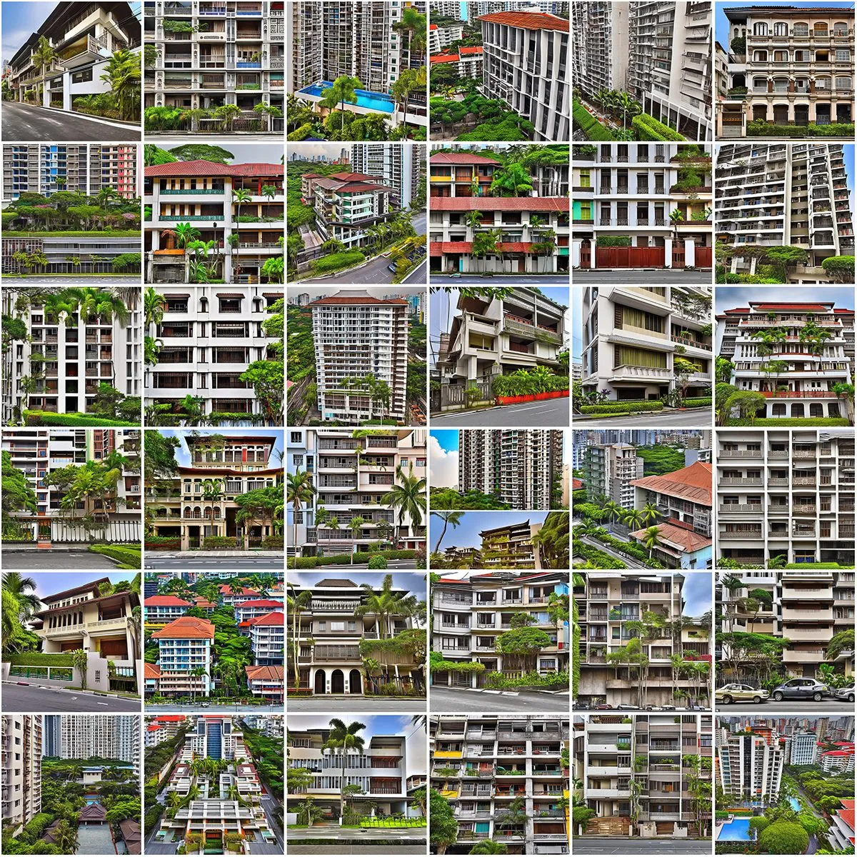 Grid of generated houses for Manila