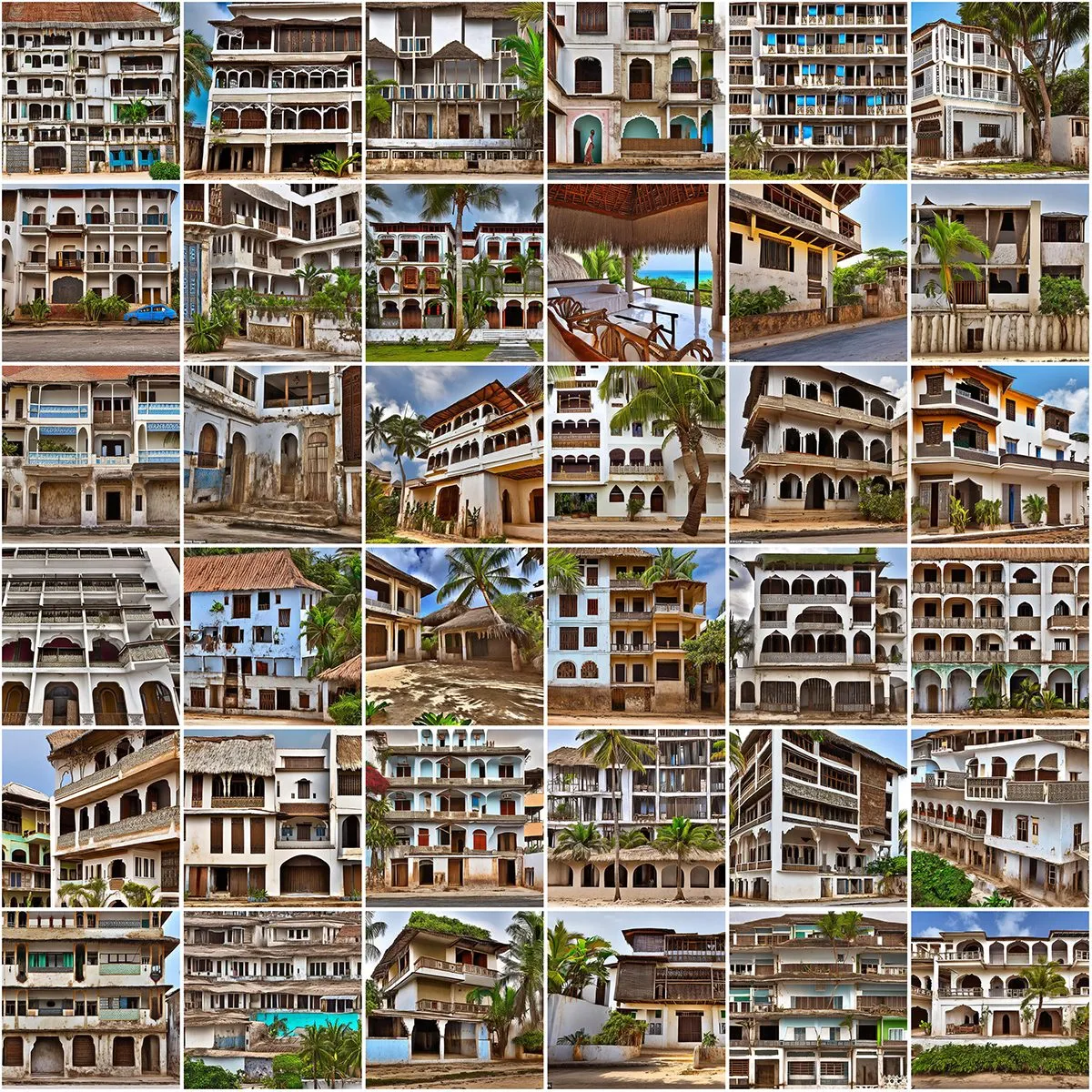 Grid of generated houses for Zanzibar